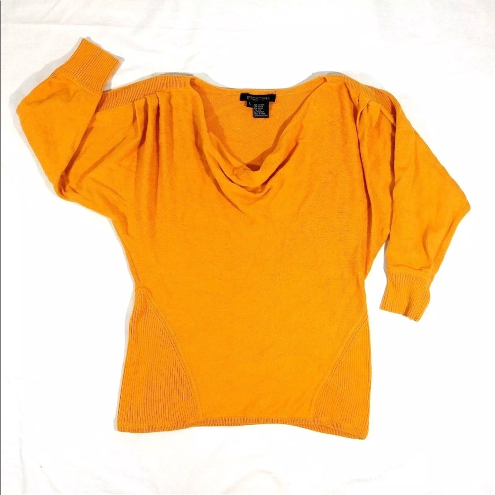 Mustard yellow cowl neck sweater rayon silk